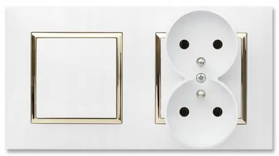 Image de Ospel Aria Prise Double Interrupteur Simple Cadre Double Blanc/Or
