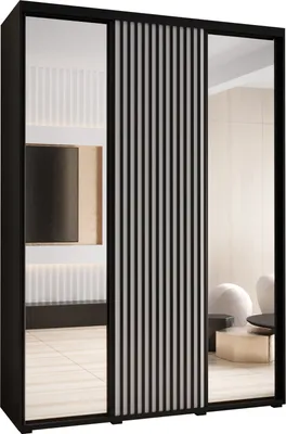 Produktbild von MEBLE KRYSPOL Sapporo 2 Schrank mit 3 Schiebetüren  - 205,2x170x45 cm - Schwarz Weiß Schwarz
