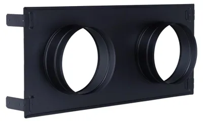 Produktbild von Verstellbares Stutzenblech 450 x 220 mm, mit 2 Stutzen Ø 125 mm, schwarz