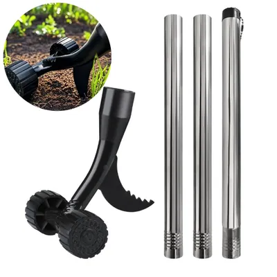 Produktbild von Unkrautstecher, Unkrautentferner für die Terrasse mit Griff, Haken-Unkrautentferner-Werkzeug mit Rädern, einfache Unkrautentfernung, Unkrautjäter