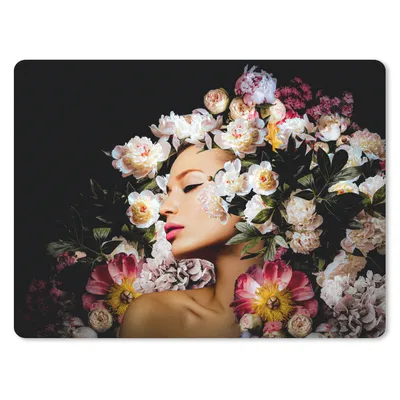 Produktbild von MuchoWow® Mauspad Mousepad Frauen - Blumen - Rosen - Porträt 40x30 cm - Mousepads - Maus Mat - Pad - Mausunterlage - Anti Rutsch