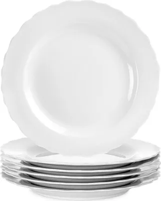 Obrázok produktu pre Orion | Sada tanierov - Biela - 6 kusov - 24,5 cm - Porcelánové taniere - Ploché taniere