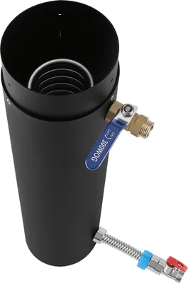 Immagine prodotto di Tubo per stufa Izrielar con serpentina di riscaldamento in acciaio inox, diametro 12 cm, altezza 52,5 cm, set di riscaldamento completo con valvola e accessori per acqua calda e riscaldamento domestico