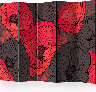 Produktbild von Akusticher Raumteiler Mohnblumen Foto Paravent 225x172 cm beidseitig auf Vlies-Leinwand bedruckt Akustikschaum Trennwand Spanische Wand Sichtschutz Home Office Blumen Wiese Natur b-C-0459-z-c