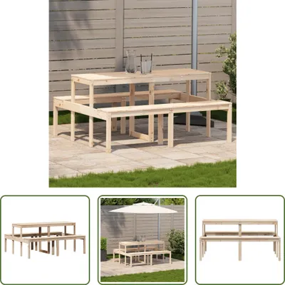 Produktbild von The Living Store Picknicktisch 160x134x75 cm Massivholz Kiefer