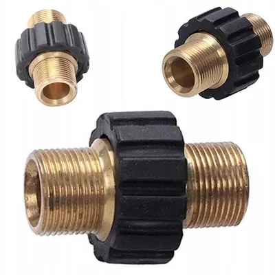 Productafbeelding van Adapter Vervanging – Messing Corrosiebestendig | 2x Buitendraad M22x1,5 mm | Compatibel met Hogedrukreiniger Kärcher
