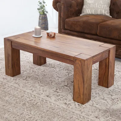 Produktbild von cagü: Exklusiver Design Couchtisch  [SALEM] Sheesham Massivholz 100cm x 50cm Rechteckig