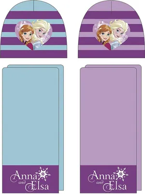 Produktbild von Disney Frozen 2tlg. Winterset Kindermütze Kinderhandschuhe Die Eiskönigin Anna Elsa Olaf Sven Mütze Schal Handschuhe WD9787 (Lila)