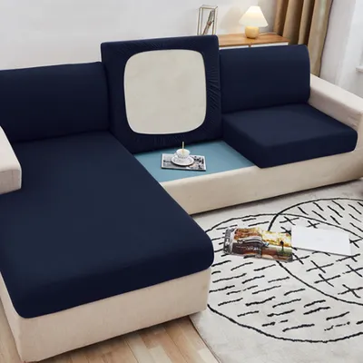 Produktbild von Sofa Sitzkissenbezug, Stretch Sofabezug, Elastische Sofahusse Sofa Abdeckung, Sofa Sitzkissen Schonbezug Couch Überzug (für 3 Sitzer , Navy blau)