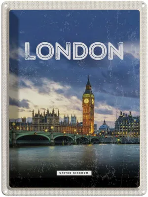 Produktbild von vianmo Blechschild 40x30 cm London United Kingdom Bildmotiv Reisemotiv Abenteuer Reisen England Urlaub