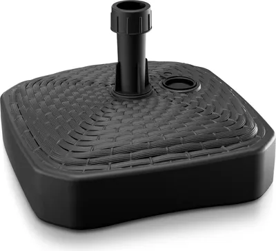 Produktbild von Deuba Sonnenschirmständer Poly Rattan Schwarz Befüllbar Eckig Balkon Terrasse Garten bis Ø 26 mm Mast 39x39x13 cm 12 Liter 0,74 kg Leergewicht