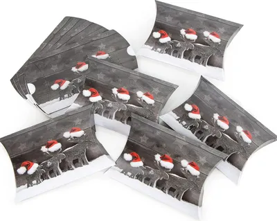 Produktbild von Famanu Geschenkboxen Weihnachten - 15 x 10,3 x 3 cm - Mini Verpackung mit Weihnachtsmotiv