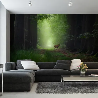 Produktbild von Muralo XXL Selbstklebende FOTOTAPETE Wald Hirsch Baeume Natur 3D Effekt (B) 152,5 cm x (H) 104 cm Tapete Wandtapete WOHNZIMMER SCHLAFZIMMER 5155