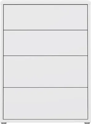 Produktbild von Forte ALICE SPRINGS Kommode 70 80, moderne Kommode mit 4 Schubladen, Schlafzimmer, Wohnzimmer, Holzwerkstoff, Weiß, 74,5 cm breit x 99,1 cm hoch x 34,9 cm tief