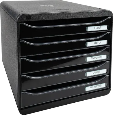 Produktbild von Exacompta Schubladenbox Big Box Plus 5 offene Schubladen Glossy Schwarz 3097214D