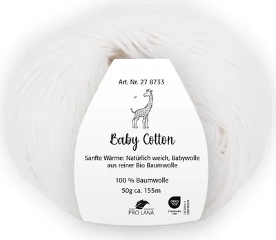 Produktbild von Pro Lana BABY Baumwolle 50 g 100 % Baumwolle Babywolle speichelecht 155 m Farbe 001 - weiß