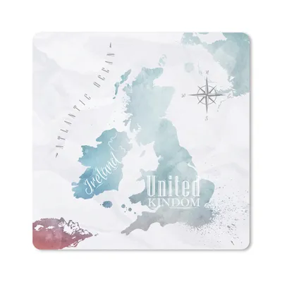 Produktbild von MuchoWow® Mauspad Mousepad Aquarell - Weltkarte - England 30x30 cm - Mousepads - Maus Mat - Pad - Mausunterlage - Gaming