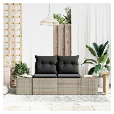Produktbild von Gartensofa mit Kissen, Grau Poly-Rattan, 184x62x69 cm, UV-beständig, wetterfest, für Terrasse, Balkon und Garten, robustes Outdoor-Möbelstück