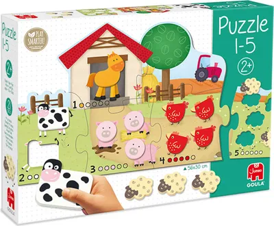 Produktbild von Jumbo Spiele GOULA Puzzle 1-5, Kinderpuzzle, Holzpuzzle, Legespiel, Kinder, Zahlen lernen, 53438