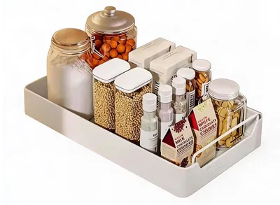 Zdjęcie produktu dla Wyciągany organizer kuchenny - kosz do przechowywania - stal nierdzewna - ciche domykanie - montaż bez wiercenia - 25 x 43 cm - biały