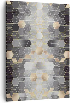Produktbild von Bild auf Leinwand - Leinwandbild - Einteilig - Geometrisch Abstraktion Sechsecke - 50x70cm - Wand Bild - Wandbilder - Leinwanddruck - Wanddekoration - Leinwand bilder - Wandbild - PA50x70-4776