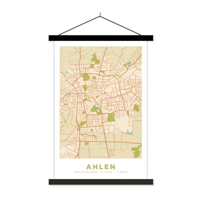 Produktbild von MuchoWow® Textilposter Stadtplan - Ahlen - Vintage - Karte 120x180 cm mit schwarzem Rahmen - Fotos