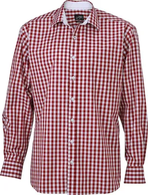 Image de James and Nicholson - Chemise pour homme LT2332 (3XL) (bordeaux/blanc)
