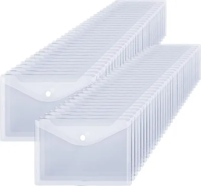 Produktbild von 60 Stück Dokumententasche A5 Transparent Dokumentenmappe A5 mit Druckknopf Wasserdicht a5 Dokumentenmappe Brieftaschen für Papier, Quittungen, Datei