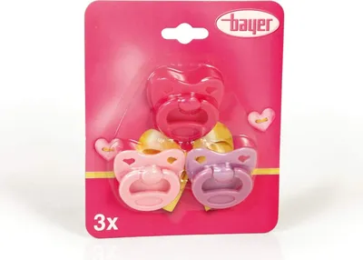Image de Bayer Design 79104AA Set de sucettes 3 couleurs pour poupées, rose/violet