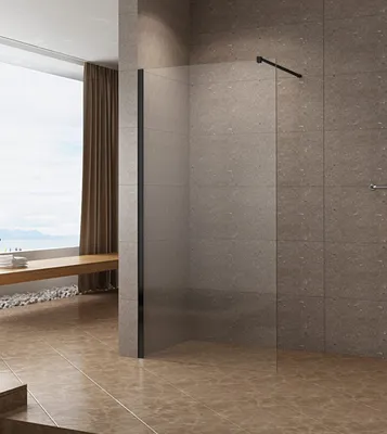Produktbild von Duschabtrennung Schwarz Matt 80x200cm, Glastrennwand aus 10mm Sicherheitsglas klar, mit Nanobeschichtung & Stabilisator, begehbare Glaswand