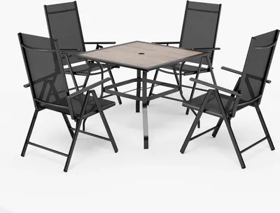 Image de PHIVILLA Ensemble de meubles de jardin 4+1 Meubles de terrasse en aluminium réglables 6X