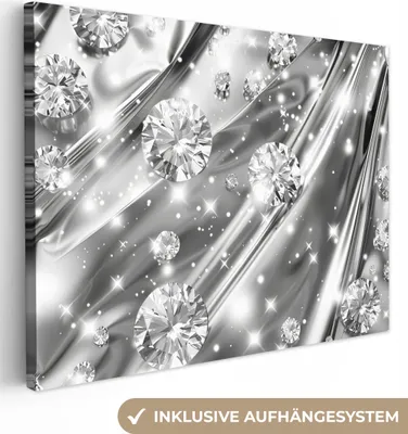 Obrázek produktu pro OneMillionCanvasses® - Obrazy na plátně - Abstraktní - Diamond - - Moderní - Stříbrná, nástěnné umění, nástěnné dekorace Obývací pokoj, 80x60cm
