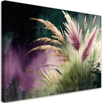 Produktbild von Leinwandbild Botanik Pampasgras Natur 60x40 Feeby Violett bild für die wand bereit zum aufhängen
