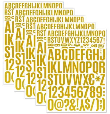 Glitter-Buchstabenaufkleber, 5 Stück, gold, für Basteln & Dekoration