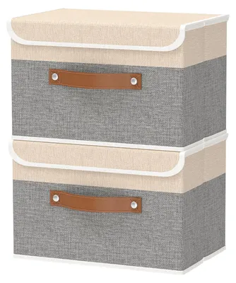 Produktbild von Aufbewahrungsbox aus Stoff, 38 x 25 x 25 cm, Aufbewahrungsbox mit Deckel, Aufbewahrungskorb, Organizer für Kleidung und Bücher.