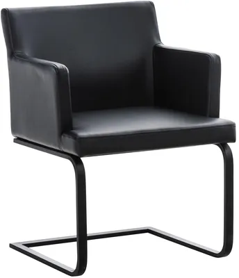 Produktbild von CLP Esszimmerstuhl mit Armlehne Zavor, Freischwinger gepolstert, Lederoptik schwarz Gestell Farbe schwarz