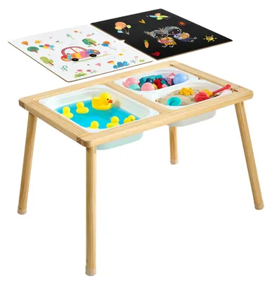 Immagine prodotto di VEVOR, Tavolo sensoriale 7-in-1, tavolo attività con piano reversibile e doppio lato, contenitori portaoggetti e piedini antiscivolo, tavolo da gioco, sabbia e acqua, per bambini dai 3 ai 6 anni