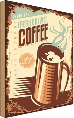 Produktbild von vianmo Holzschild 18x12 cm Kaffee fresh brewed Coffee $1 Essen Trinken