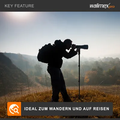 Produktbild von Walimex Pro WT-1003 Basic-Einbeinstativ (171 cm), Schwarz, Grau (1012120)