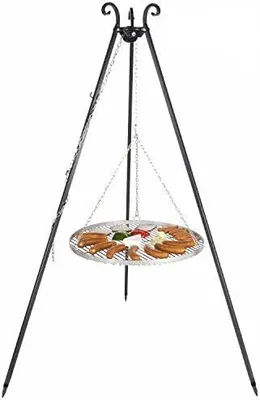Imagen del producto de Silecomplaza: Parrilla para barbacoa con trípode, con rejilla de acero inoxidable de 70 cm