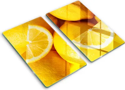 Produktbild von Abdeckung Glas - Küchenabdeckung - 2x30x52 cm - Abdeckplatte -Saftige Zitronen