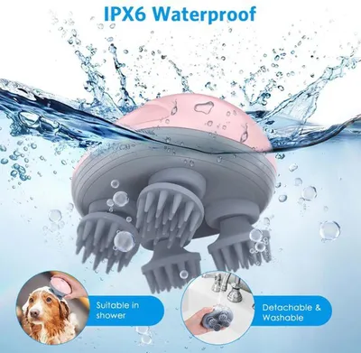 Imagen del producto de Azomor® Masajeador eléctrico portátil para personas y animales, con cabezales de silicona