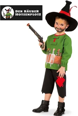 Räuber Hotzenplotz mit Räuber-Hut und Pistole für Kinder Gr. 104-128 Fasching Karneval Mottoparty Kinderfasching Kindergeburtstag