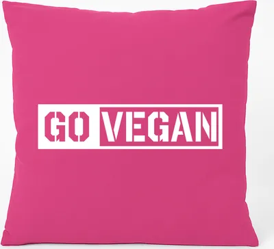 Produktbild von Huuraa Kissen Go Vegan Modern 40x40cm mit Füllung Fuchsia Baumwolle Dekokissen Geschenkidee