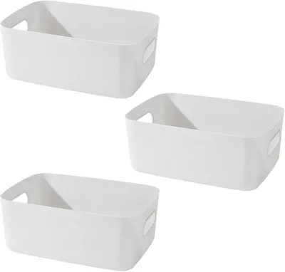 Zdjęcie produktu dla 3-częściowy organizer z tworzywa sztucznego, biały, z możliwością układania w stosy
