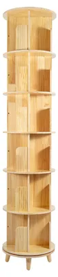 Produktbild von Drehbares Bücherregal, 6-stufiges Design, Kiefernholz-Konstruktion, 360° Zugang, Holz