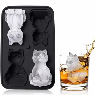3D Katzen-Eiswürfelform, Silikon, 7,1 cm, für Whisky & Cocktails