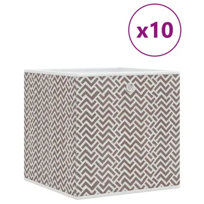 Obrázok produktu pre skladacie úložné boxy 10 ks hnedá 32x32x32 cm Netkaná textília