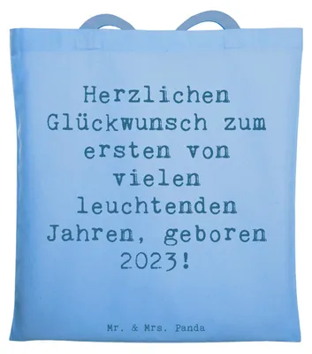 Produktbild von Mr. & Mrs. Panda Tote Bag Spruch 2023 Geburtstag - Sky Blue - Geschenk, Schultasche, Alter, Geburtstagsgeschenk, Happy Birthday, Jahrgang, Herzlichen Glückwunsch, Tasche