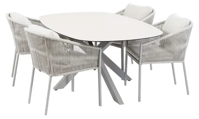 Produktbild von 5-teiliges Garten-Set | 4 Elvira Gartenstühle | Malaga Gartentisch 180 x 115 cm | Camel
